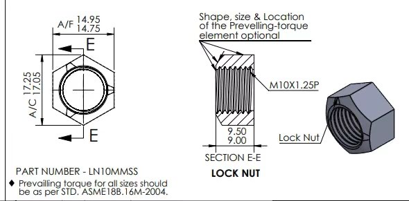 三点式不锈钢螺母